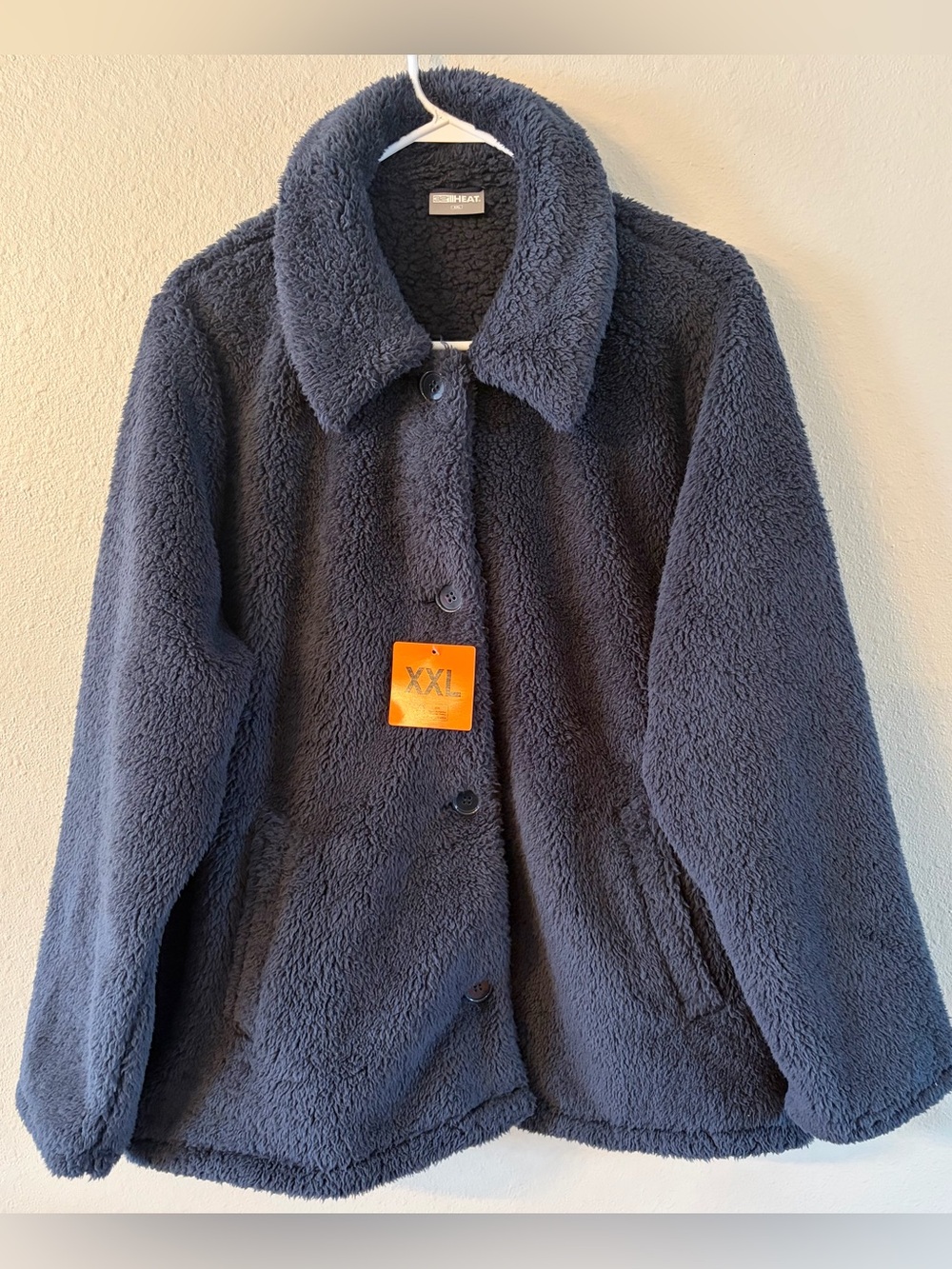 🐑 NWT- 32 Degrees Navy Sherpa Button-Up Jacket-Women’s XXL